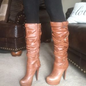 Brown high heel women's size 8 boots
